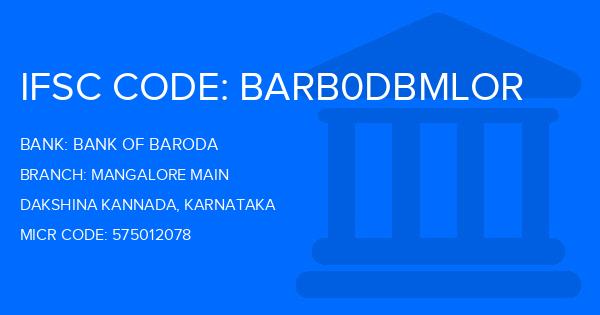 Bank Of Baroda (BOB) Mangalore Main Branch IFSC Code