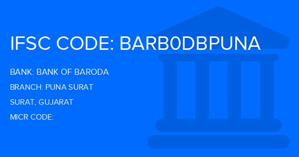 Bank Of Baroda (BOB) Puna Surat Branch IFSC Code