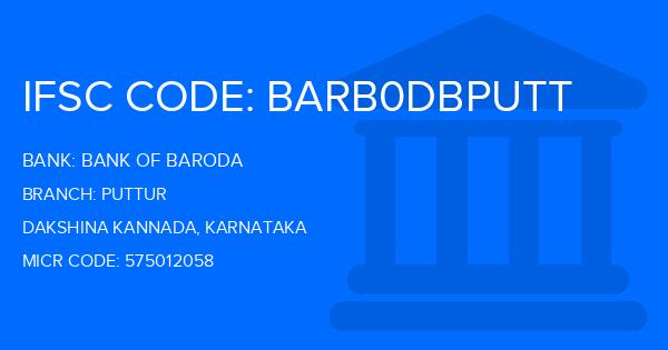 Bank Of Baroda (BOB) Puttur Branch IFSC Code
