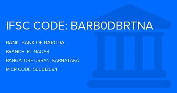 Bank Of Baroda (BOB) Rt Nagar Branch IFSC Code