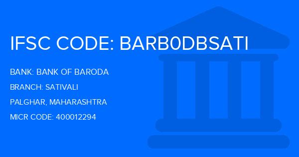 Bank Of Baroda (BOB) Sativali Branch IFSC Code