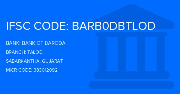 Bank Of Baroda (BOB) Talod Branch IFSC Code
