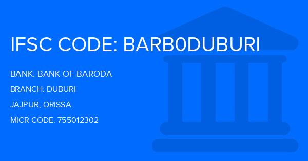Bank Of Baroda (BOB) Duburi Branch IFSC Code