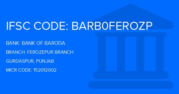 Bank Of Baroda (BOB) Ferozepur Branch