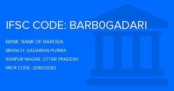 Bank Of Baroda (BOB) Gadarian Purwa Branch IFSC Code