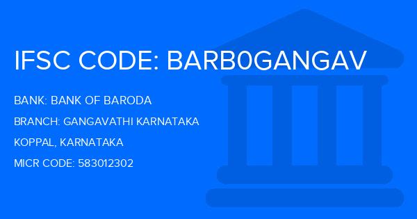 Bank Of Baroda (BOB) Gangavathi Karnataka Branch IFSC Code