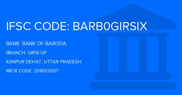 Bank Of Baroda (BOB) Girsi Up Branch IFSC Code