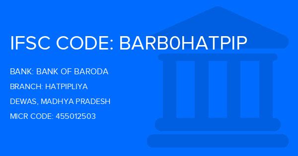 Bank Of Baroda (BOB) Hatpipliya Branch IFSC Code