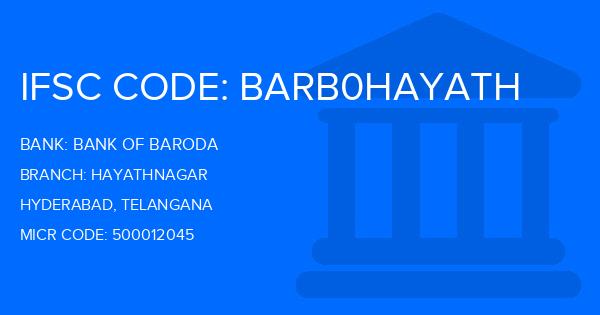 Bank Of Baroda (BOB) Hayathnagar Branch IFSC Code