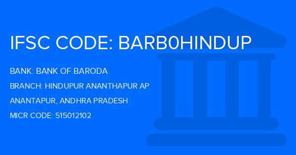 Bank Of Baroda (BOB) Hindupur Ananthapur Ap Branch IFSC Code