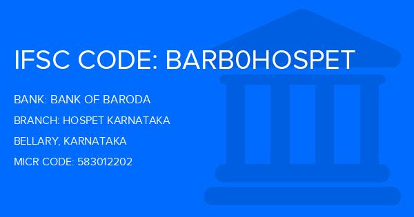 Bank Of Baroda (BOB) Hospet Karnataka Branch IFSC Code