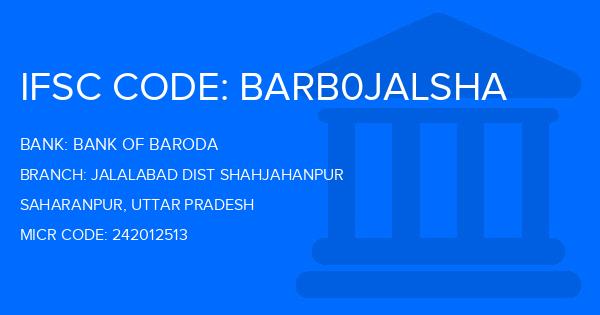 Bank Of Baroda (BOB) Jalalabad Dist Shahjahanpur Branch IFSC Code