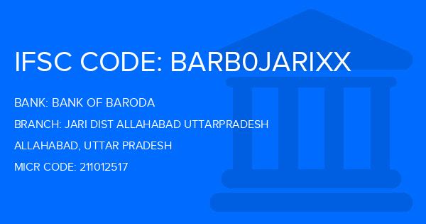Bank Of Baroda (BOB) Jari Dist Allahabad Uttarpradesh Branch IFSC Code