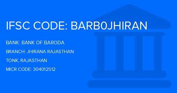 Bank Of Baroda (BOB) Jhirana Rajasthan Branch IFSC Code