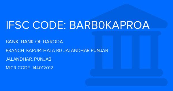 Bank Of Baroda (BOB) Kapurthala Rd Jalandhar Punjab Branch IFSC Code