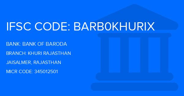 Bank Of Baroda (BOB) Khuri Rajasthan Branch IFSC Code