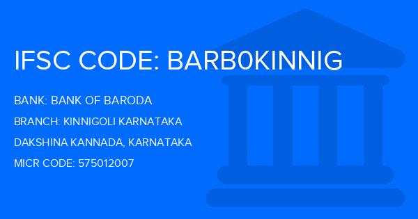 Bank Of Baroda (BOB) Kinnigoli Karnataka Branch IFSC Code