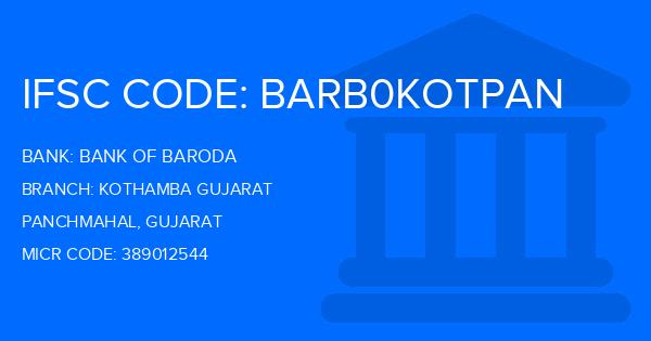Bank Of Baroda (BOB) Kothamba Gujarat Branch IFSC Code