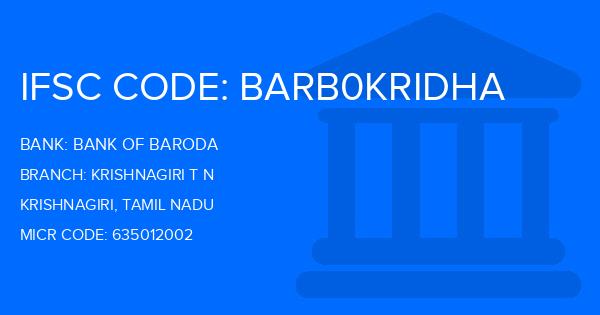 Bank Of Baroda (BOB) Krishnagiri T N Branch IFSC Code
