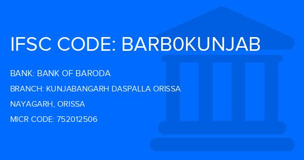 Bank Of Baroda (BOB) Kunjabangarh Daspalla Orissa Branch IFSC Code