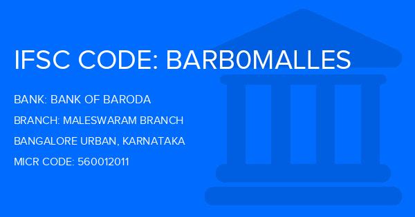 Bank Of Baroda (BOB) Maleswaram Branch