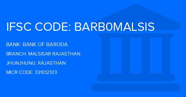 Bank Of Baroda (BOB) Malsisar Rajasthan Branch IFSC Code