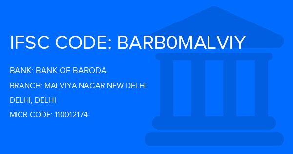 Bank Of Baroda (BOB) Malviya Nagar New Delhi Branch IFSC Code