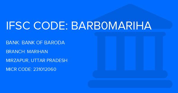 Bank Of Baroda (BOB) Marihan Branch IFSC Code