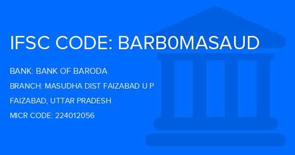 Bank Of Baroda (BOB) Masudha Dist Faizabad U P Branch IFSC Code