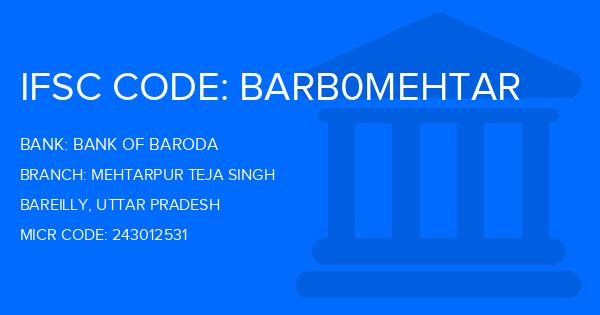 Bank Of Baroda (BOB) Mehtarpur Teja Singh Branch IFSC Code