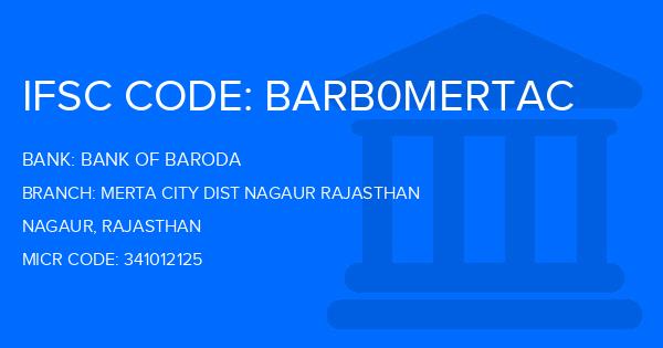 Bank Of Baroda (BOB) Merta City Dist Nagaur Rajasthan Branch IFSC Code