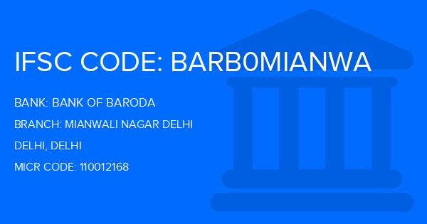 Bank Of Baroda (BOB) Mianwali Nagar Delhi Branch IFSC Code