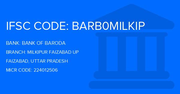 Bank Of Baroda (BOB) Milkipur Faizabad Up Branch IFSC Code