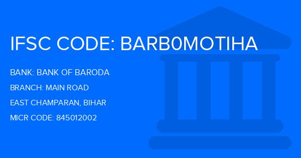 Bank Of Baroda (BOB) Main Road Branch IFSC Code