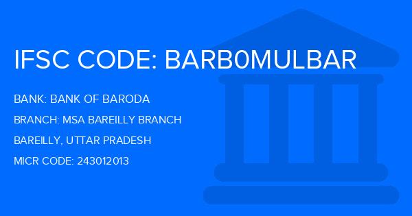Bank Of Baroda (BOB) Msa Bareilly Branch