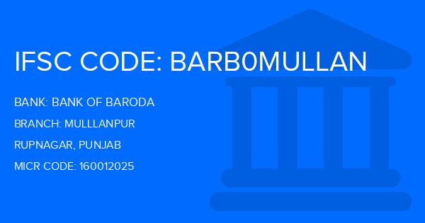 Bank Of Baroda (BOB) Mulllanpur Branch IFSC Code