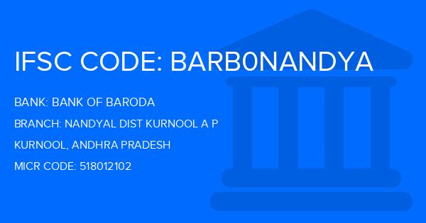 Bank Of Baroda (BOB) Nandyal Dist Kurnool A P Branch IFSC Code