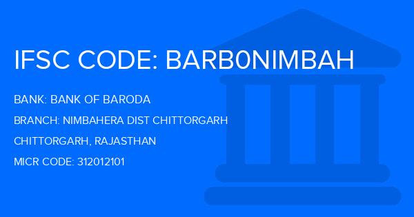 Bank Of Baroda (BOB) Nimbahera Dist Chittorgarh Branch IFSC Code