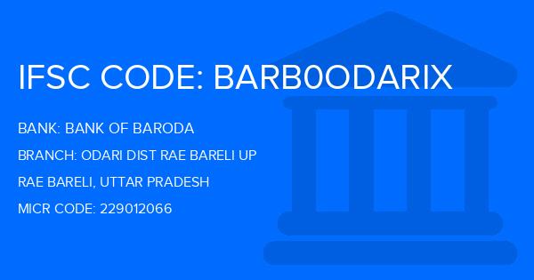 Bank Of Baroda (BOB) Odari Dist Rae Bareli Up Branch IFSC Code
