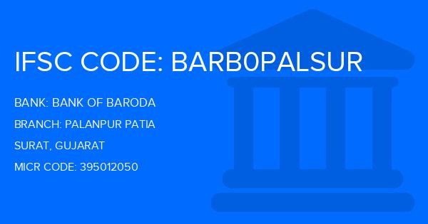 Bank Of Baroda (BOB) Palanpur Patia Branch IFSC Code