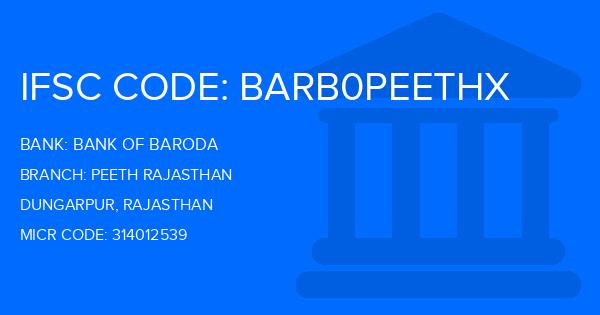 Bank Of Baroda (BOB) Peeth Rajasthan Branch IFSC Code