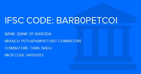 Bank Of Baroda (BOB) Pethapampati Dist Coimbatore Branch IFSC Code