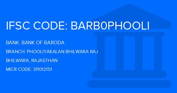 Bank Of Baroda (BOB) Phooliyakalan Bhilwara Raj Branch IFSC Code