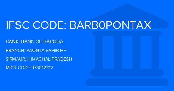 Bank Of Baroda (BOB) Paonta Sahib Hp Branch IFSC Code