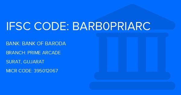 Bank Of Baroda (BOB) Prime Arcade Branch IFSC Code