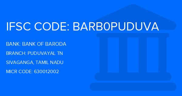 Bank Of Baroda (BOB) Puduvayal Tn Branch IFSC Code