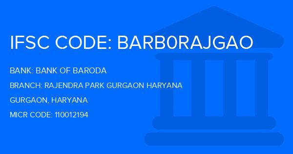 Bank Of Baroda (BOB) Rajendra Park Gurgaon Haryana Branch IFSC Code