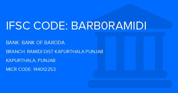 Bank Of Baroda (BOB) Ramidi Dist Kapurthala Punjab Branch IFSC Code