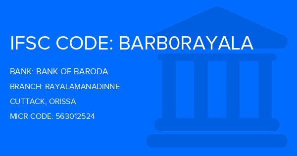 Bank Of Baroda (BOB) Rayalamanadinne Branch IFSC Code
