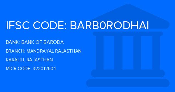 Bank Of Baroda (BOB) Mandrayal Rajasthan Branch IFSC Code